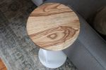 Medium Ash Round Industrial Side Table | Tables by Hazel Oak Farms. Item composed of walnut & steel