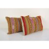 Tribal Couch Lumbar, Vintage Striped Turkish Kilim Pillow | Cushion in Pillows by Vintage Pillows Store. Item composed of cotton