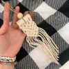 Macrame Ornament on Cinnamon Stick | Decorative Objects by Rosie the Wanderer. Item made of wood with fiber
