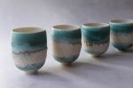 Reef Turquoise porcelain ceremonial cup / tumbler, minimal | Drinkware by Laima Ceramics. Item composed of ceramic compatible with minimalism and contemporary style