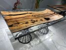 Clear Epoxy Table, Custom Epoxy Dining Table, Resin Table | Tables by Tinella Wood. Item composed of wood & metal compatible with contemporary and coastal style