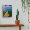 Edge of Calm - Framed Original Coastal Pathway Seascape Painting | Oil And Acrylic Painting in Paintings by Eman's Gallery