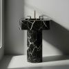 Modern Pedestal Rosso Levanto fluted marble sink | Water Fixtures by AYMARBLEDESIGN LLC