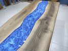 Dark Walnut Living Edge Epoxy Dining Table, Kitchen table | Tables by LuxuryEpoxyFurniture. Item composed of wood & synthetic