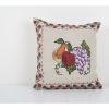 Vintage Handwoven Floral Pattern Kilim Pillow, Square Wool K | Cushion in Pillows by Vintage Pillows Store