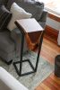 Extra tall Live-edge Walnut Waterfall C-table | End Table in Tables by Hazel Oak Farms. Item composed of walnut