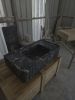 Fluted Black Nero Marquina Marble Sink | Custom Wall Mounted Vanity | Water Fixtures by Vero Marble