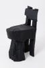 Brutalist Sculptural Stool, Carved, Solid Wood, Oak, Black, Rustic | Chairs by Logniture