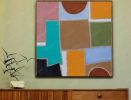 Minimalist mid century modern art painting on canvas | Oil And Acrylic Painting in Paintings by Berez Art. Item composed of canvas in minimalism or mid century modern style