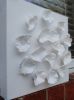Floral art, white flowers sculpture on canvas, clay | Wall Sculpture in Wall Hangings by Art By Natasha Kanevski. Item made of wood & canvas compatible with minimalism and contemporary style