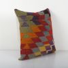 Handmade Diamond Colorful Kilim Cushion Cover, Tribal Handwo | Pillows by Vintage Pillows Store