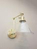 Swing Arm Adjustable Wall Light - Glass Cone Shade | Sconces by Retro Steam Works. Item made of metal with glass works with industrial style