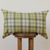 Lime & Aqua Wool Plaid Lumbar 14x22 | Pillow in Pillows by Vantage Design