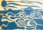 Blue Airwaves - Original Collage - Minimalist Abstract Ocean | Paintings by Eman's Gallery