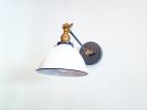 Adjustable Wall Sconce Industrial Light - Gold and White | Sconces by Retro Steam Works. Item made of metal with glass works with industrial style