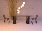 Asymmetric - Nero Marquinia Dining Table | Tables by DFdesignLab - Nicola Di Froscia. Item composed of marble and glass in contemporary style
