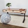 The Evolve | Desk in Tables by ROMI. Item made of oak wood with brass works with minimalism & mid century modern style
