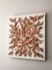 Large 3D Leather Wall Art "Botanica: 6 flowers" — Sculptural Textured Botanical Wall Decor, Handmade | Sculptures by Leather Spring Studio. Item composed of wood and leather in minimalism or mid century modern style