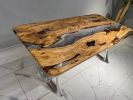 Olive Epoxy Table - Resin Dining Table - Custom Epoxy Table | Tables by Tinella Wood. Item composed of wood and synthetic in contemporary or art deco style