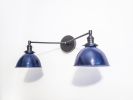 2-Light Armed Modern Sconce, Matte Black and Blue, Dimmable | Sconces by Retro Steam Works