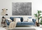 Large silver textured canvas painting on silver leaf | Oil And Acrylic Painting in Paintings by Berez Art. Item made of canvas compatible with minimalism and mid century modern style
