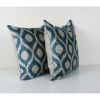 Blue Ikat Velvet Pillow Cover, Set Turkish Polka Dot Cushion | Pillows by Vintage Pillows Store