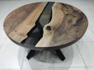 Custom 36" Diameter, Round Walnut Wood, Smoke Epoxy Dining | Dining Table in Tables by LuxuryEpoxyFurniture. Item made of wood with synthetic