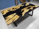 Custom Order Black Epoxy Olive Wood Dining Table | Black | Tables by LuxuryEpoxyFurniture. Item composed of wood and synthetic