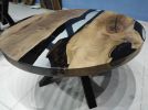 Custom 36" Diameter, Round Walnut Wood | Dining Table in Tables by LuxuryEpoxyFurniture. Item composed of wood & synthetic