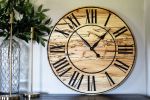 Solid Spalted Maple Wall Clock with Black Lines and Roman Nu | Decorative Objects by Hazel Oak Farms. Item composed of maple wood