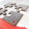 Wood and felt puzzle coasters - tray. Set of 4 | Tableware by DecoMundo Home. Item composed of oak wood and fabric in minimalism or country & farmhouse style
