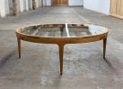 Modern Round Wood Coffee Table with Glass Top, USA made | Tables by Marco Bogazzi