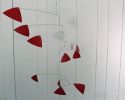 Kinetic Art Sculpture in Red - Mobile Triangle Style | Wall Sculpture in Wall Hangings by Skysetter Designs. Item made of metal compatible with modern style