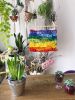XL Rainbow hand woven wall hanging tapestry | Wall Hangings by Awesome Knots. Item composed of wood and cotton
