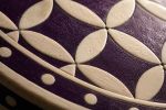 Handmade Bone Inlay Round Eclectic Nightstand, Purple Moroccan 3 Drawer Bedside Table | Storage by IKKAZA