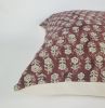 Rust block print pillow, block print red floral pillow | Pillows by Velvet Fringe
