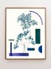 Botanical Collage Print with Abstract Geometric Shapes, Art | Prints by Capricorn Press. Item composed of paper compatible with boho and minimalism style