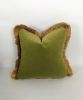 Olive green velvet pillow // green velvet cushion // green | Pillows by velvet + linen