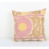 Mid 20th C. Suzani Pink Pillowcase Made From a Samarkand Suz | Cushion in Pillows by Vintage Pillows Store