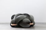 (L) Olive Green Velvet Knot Floor Cushion | Pouf in Pillows by Knots Studio. Item made of wood with fabric