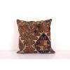 Vintage Turkish Oushak Rug Pillow Cover, Handmade Brick Red | Cushion in Pillows by Vintage Pillows Store