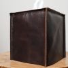 Espresso Brown Leather Single Tissue Box Cover | Toiletry in Storage by Vantage Design
