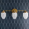 3 Bulb Skyscraper Vanity- Model No. 3918 | Sconces by Peared Creation. Item composed of brass & glass