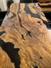 Custom Olive Epoxy Dining Table, Made to Order Wood Table | Tables by Tinella Collection. Item composed of wood and metal in minimalism or mediterranean style