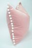 blush velvet with white pom poms // blush with white pom pom | Pillow in Pillows by Velvet Fringe