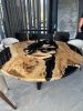 Round Epoxy Resin Dining Table, Custom Black Epoxy Table | Tables by Tinella Collection. Item composed of wood and metal in contemporary or country & farmhouse style