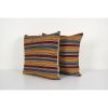 Set of Two Striped Organic Wool Turkish Striped Pillow | Sham in Linens & Bedding by Vintage Pillows Store. Item made of cotton & fiber