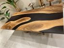 Made To Order Epoxy Table, Black Resin Dining Table | Tables by Tinella Collection. Item made of walnut with wool works with minimalism & contemporary style
