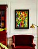 Organic Life - Framed Original Oil Pastel Drawing  - Abstract Color Geometric | Drawings by Eman's Gallery