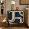 Handmade Art Deco Bone Inlay Nightstand Chic Bedside Table, Brass Knobs, Walnut Legs | Storage by IKKAZA. Item works with boho & mid century modern style